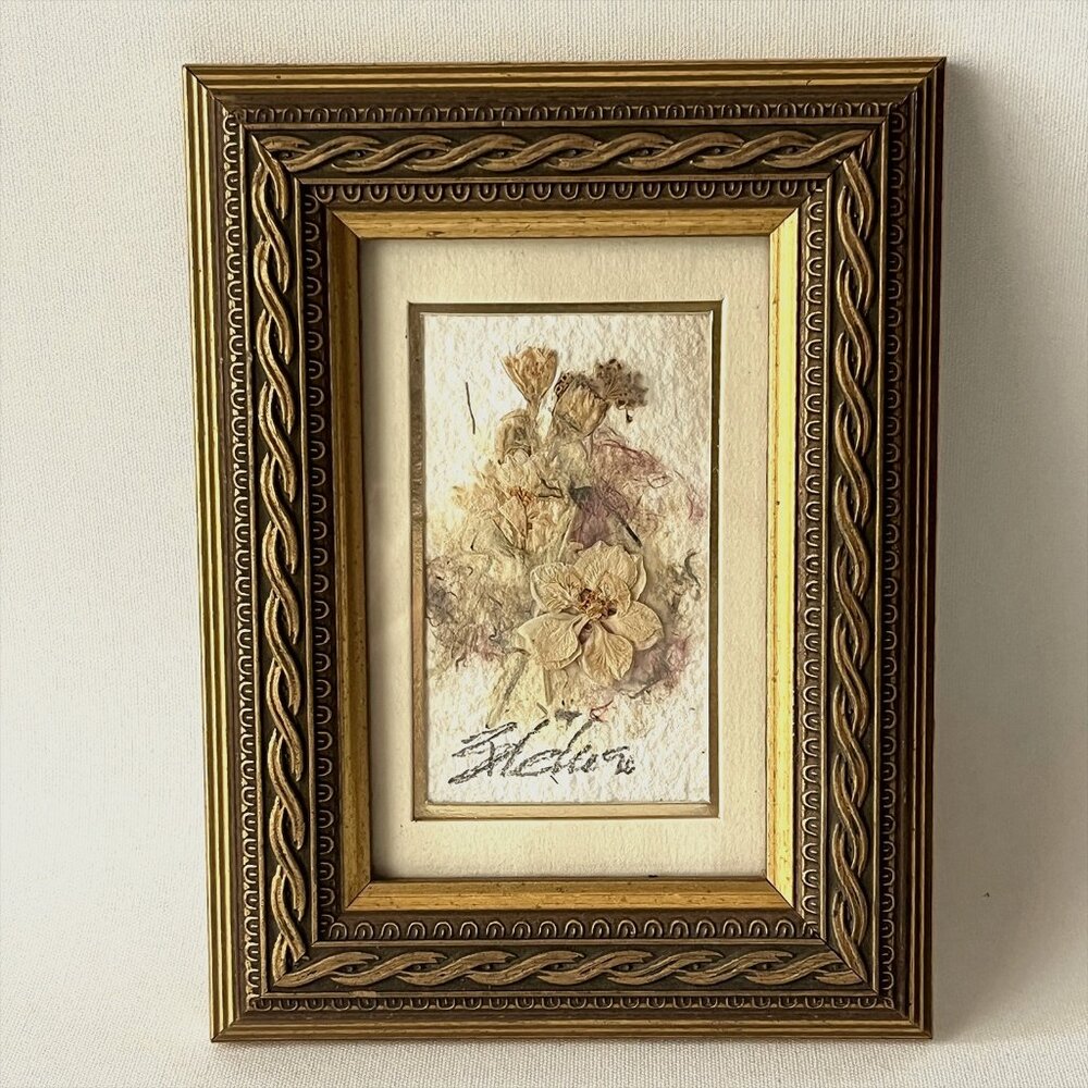 Original Kathryn Reith Blake Floral Art Wildflowers Larkspur Gold Framed Signed
